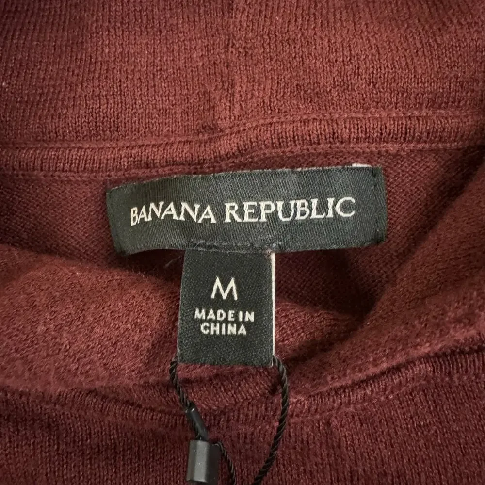 NEW Banana Republic Core Temp Easy Long Sleeve Sweater Hoodie Maroon Mens Size M